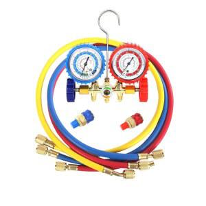 R134A R12 R22 R502 용 PB 모터 테크 AC 진단 매니폴드 게이지 세트 4FT 3색 호스 및 2 퀵 커플러 자동차 가정용 유지보수