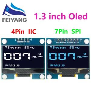 1.3인치 OLED 모듈 SPI/IIC I2C 통신 흰색/파란색 128X64 LCD 디스플레이 1.3