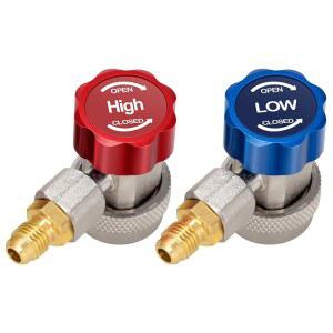 HOME AC R134a 퀵 커플러 어댑터 키트 HVAC 조절 가능한 고저 커넥터 변환 및 1/4인치 남성 플레어 자동 에어컨 매니폴드 게이지 호스용