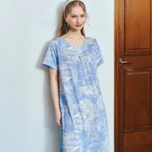 매장정품 신영와코루 솔브정상 인견스판 체크나염 홈웨어 원피스 잠옷SEV2561LK SEV2561LT1 1988002