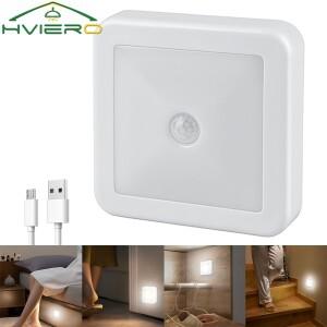LED 야간 조명 스마트 모션 센서 배터리 USB 충전 작동 침대 옆 램프 거실 복도 통로 화장실 홈