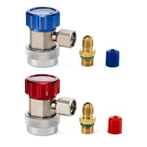 모터 테크 R134a 퀵 커플러 어댑터 매니폴드 게이지 및 차량 AC 시스템용 호스 피팅 LP 커넥터 1/4인치 플레어 2pcs