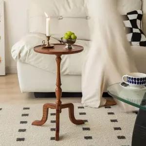 원형 사이드테이블 엔틱 원목 커피 협탁 미니 빈티지 거실 인테리어 침실 티