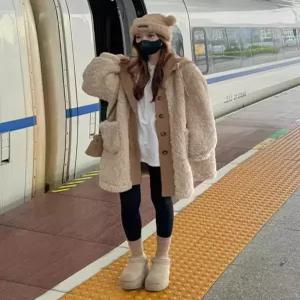 양털 후리스 자켓 뽀글이 롱코트 따뜻한 아우터 오버핏