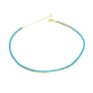 여성 여름 해변 액세서리를 위한 체인 연장이 있는 보호 터쿼이즈 비즈 목걸이 앙증맞은 조절 가능한 보석 초커