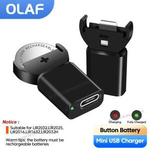 C 리튬 코인 셀 충전기 LIR2032 LIR1632 LIR2016 버튼 충전식 배터리 USB-C