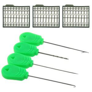 MEOTOT 7IN1 잉어 낚시 4개의 바늘과 도구 미끼 3개의 볼리 키트 리깅 리그