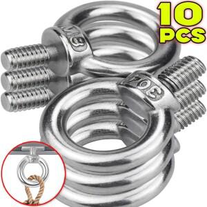 스테인리스 스틸 리프팅 아이 너트 헤비 듀티 아이볼트 링 와이어 로프 행잉 고정 볼트 훅 루프 홀 케이블