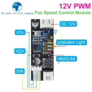 단일 12V 0.8A DC PWM 2-3 와이어 팬 온도 제어 속도 컨트롤러 섀시 컴퓨터 소음 감소 모듈 NTC B 50K 3950