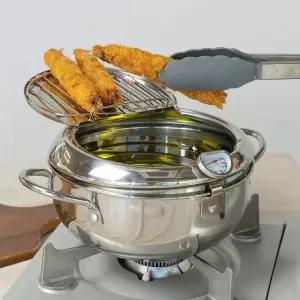 가정용 튀김기 기름망 스텐 인덕션 겸용 냄비 미니 온도계