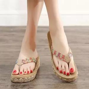 [베리슈]여성 발편한 키높이 여름 쪼리슬리퍼 통굽 조리샌들