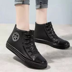 [베리슈]베리슈 여성 캔버스 디자인 레인부츠 여름 고무 발목 여자 반장화