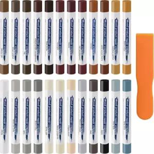 앵글카이 24PCS 가구 수리 키트 컬러풀 우드 필러 스틱 바닥 스크래치 나무 왁스