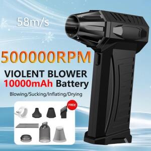 500,000RPM 전기 공기 먼지 떨이 10000mAh 미니 송풍기 58 메터/초 무단 속도 -C 자동차 청소용 터보 제트