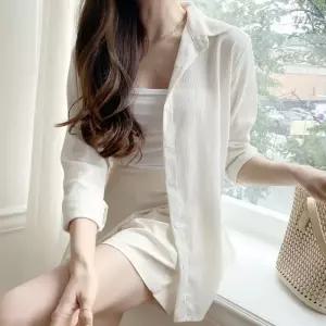 [기타브랜드]네쥬 여성 여름 카라 루즈핏 린넨 쿨 기본 긴팔 셔츠