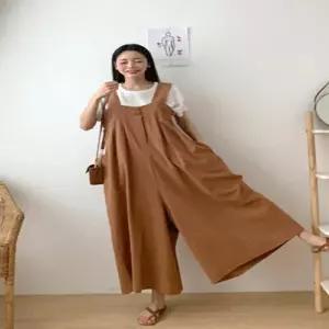 [기타브랜드]네쥬 여성 여름 데일리 귀여운 버튼 와이드 민소매 끈 점프수트