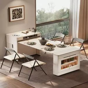 확장형 식탁 아일랜드 대형 홈바 거실 테이블 일체형 주방 수납장