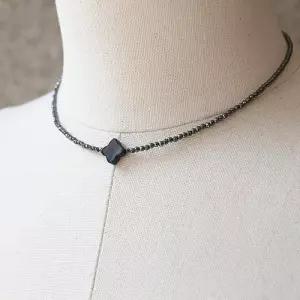 [제이로렌]바이데이지 해머타이트 오닉스 초커목걸이 SN038R