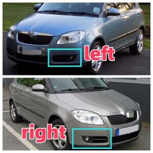 스코다 파비아 MK2 2007 자동차 스타일링 무도색 좌우 앞 범퍼 안개등 램프 그릴 커버