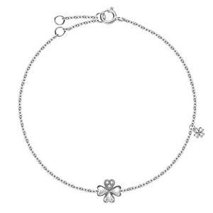 FANCIME K18 다이아몬드 화이트 골드 팔찌 여성 네잎 클로버 어머니의 날 크리스마스 생일 기념일 선물