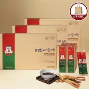 정관장 홍삼진고 이뮨스틱 6년근 홍삼농축액 10g x 30포,3개 + 쇼핑백, 홍삼 건강기능식품 선물세트