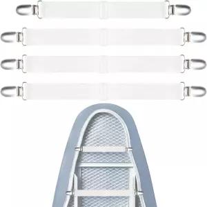 로고후 4PCS 다림질 보드 커버 클립 및 고정 장치 조절 가능한 침대 시트 스트랩 매트리스 소파 테이블용