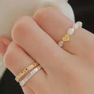 [제이로렌]담수진주 실버 하트 펜던트 반지 R0609