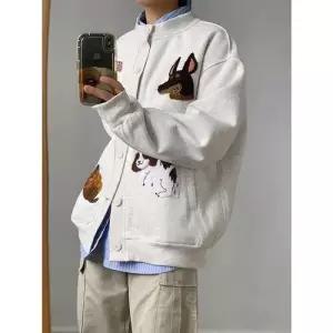 슬램덩크 남성용 캐주얼 자수 캐릭터 야구 귀여운 항공 맨투맨 타월 강아지 점퍼 HO1