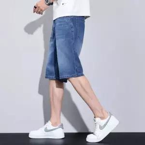 남친 데님 캐주얼 여름 댄디한멋짐 반바지 일자 쿨링 청반바지 얇은 5부 OOTD2