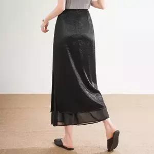 EAMT 치마 여사친 캐주얼 여름 트임 일자 허리밴딩 힙스터 슬림핏 새틴 H라인 백 EUNG2