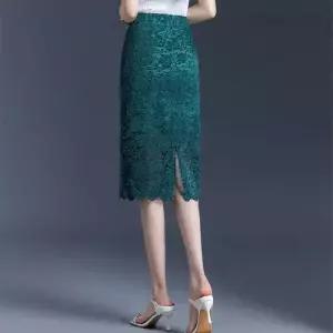 EAMT 여친 치마 힙업 봄여름 원 스텝 일자 펀칭 레이스 H라인 중기장 EUNG2