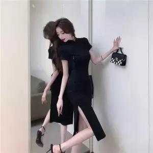 EAMT 치마 원피스 여사친 여름 빈티지 치파오 트임 차이나 원턱 변형 H라인 EUNG2