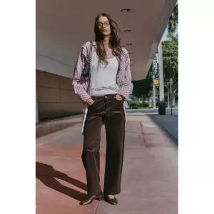 [국내배송] 자라 ZARA 코듀로이 스트레이트 팬츠 - 브라운 957514