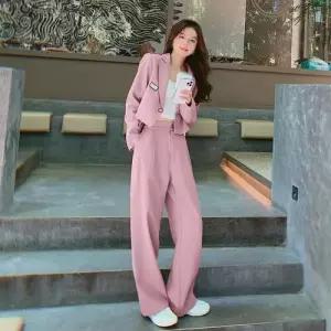 EAMT 여성용 핑크 봄 가을 투피스 코트 정장세트 잉글리쉬 EUNG1