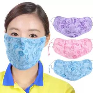 [티오]티오 숨쉬기 편한 꽃나염 구리 2단 자외선 차단 마스크 MJ485F 등산 골프용