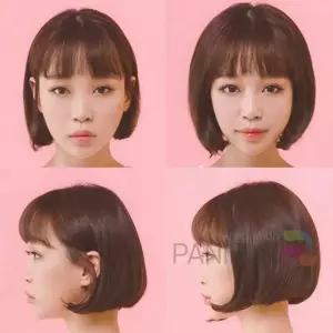 헤어뽕 가발 투톤브라운 인모부분여성가 여자 정수리 붙임 인조 윗머리