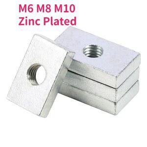 도금 알루미늄 너트 직사각형 탄소강 블록 슬라이더 액세서리용 M10 사각 아연 M8 M6 프로파일