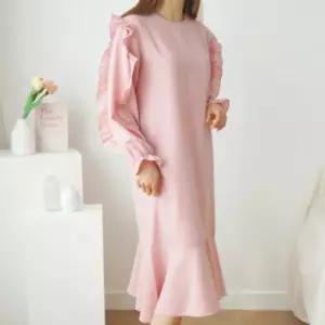 [기타브랜드]네쥬 여성 봄 가을 소매 프릴 데일리 귀여운 플레어 롱 원피스