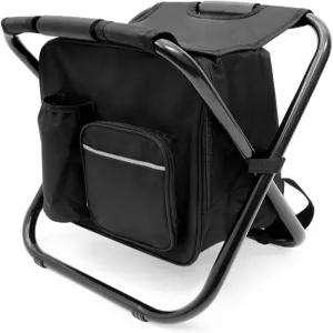 YESIACE 휴대용 접이식 캠핑 의자 쿨러백 포함 백팩 하이킹 시트 야외 낚시 사냥 선물 블랙