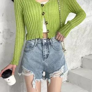 [아이에스이랩]A라인 청반바지 데님 숏팬츠 핫팬츠 IW2PT001