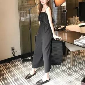 [기타브랜드]에퀴르 여성 여름 프릴 밴딩 민소매 와이드 점프수트