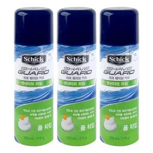 (3개/무배)쉬크 쉐이브 가드 센서티브 라임 폼 220ml