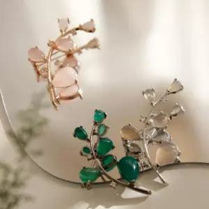 [제이로렌]바이데이지 비취 원석 나뭇잎 브로치 Bh0203R