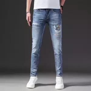 남성청바지 봄가을 자수 패치 용 스키니 핏 스판 데님 심쿵직구