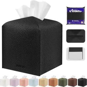 PARIERIS 티슈 박스 커버 홀더 사각 큐브 욕실 테이블탑 자동차 스탠드 사무실 가정 주방용 바닥 벨트가