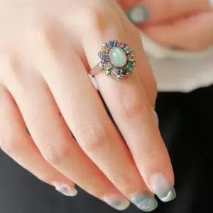 [제이로렌]바이데이지 오팔 토파즈 타원 원석 실버반지 Br0310