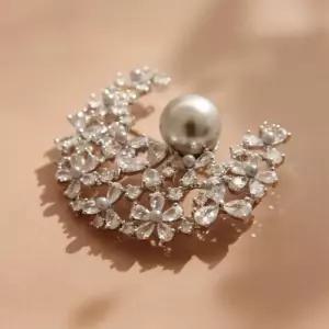 [제이로렌]바이데이지 흑진주 큐빅 반달 브로치 Bb0397