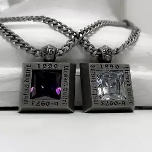 [블레스드 뷸렛]프레임 스톤 II 목걸이_다크실버_아이올라이트/다이아