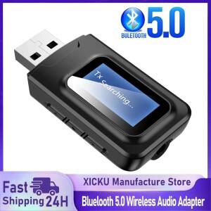 USB 블루투스 5.0 송신기 수신기 LCD 디스플레이 3.5MM AUX RCA 스테레오 무선 오디오 어댑터 동글 PC TV