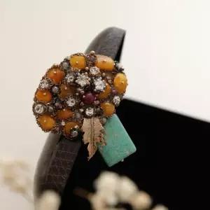 [제이로렌]바이데이지 터키석 큐빅 나무 원석브로치 Bb0421